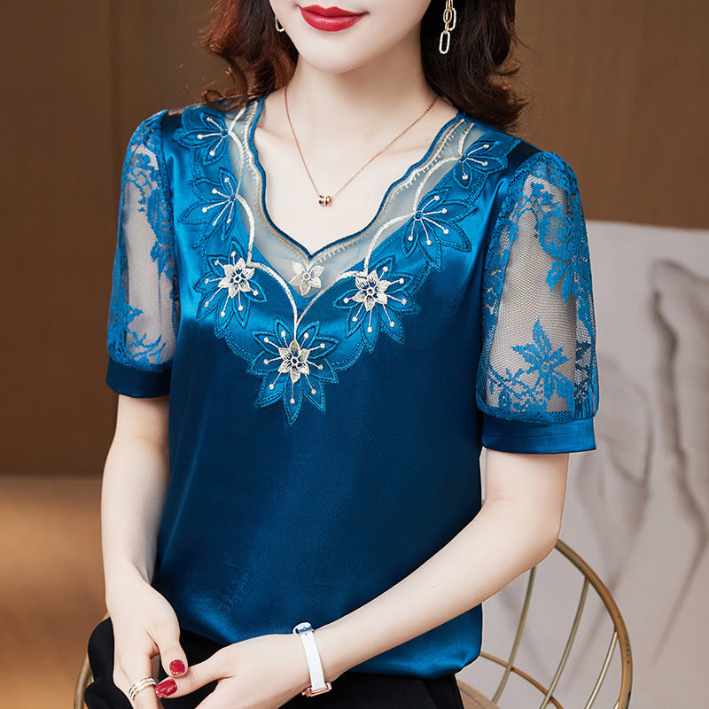 Short Sleeved Chiffon Shirt For Women