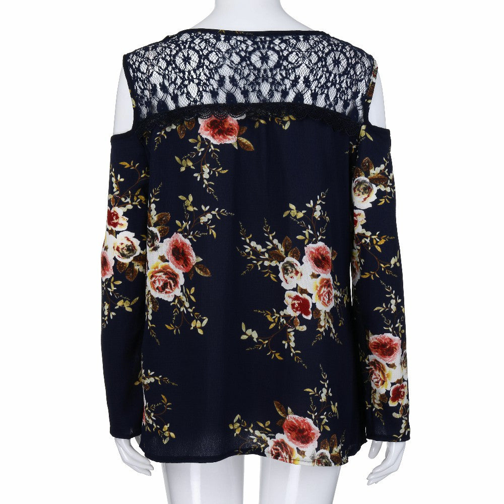 Lace Shirt Loose Floral Printed Women
