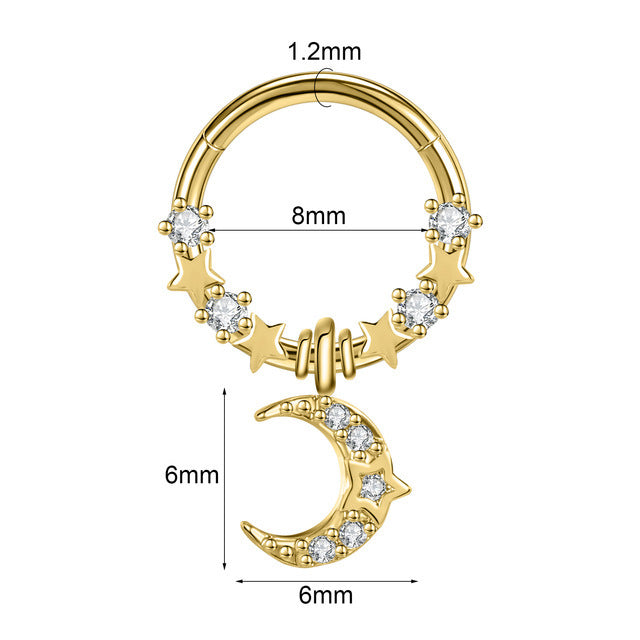 Closed Ring Star Ball Pendant Nose Ring Personality Piercing Jewelry