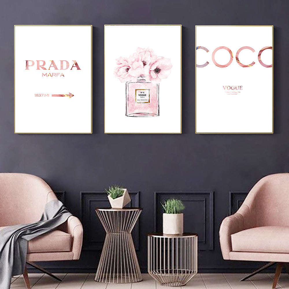 Perfume bottle peony canvas painting