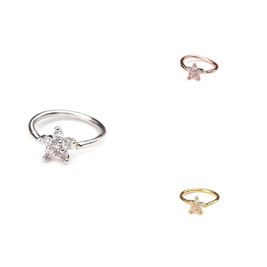 Nose Piercing Body Jewelry Ring Tiny Flower Helix