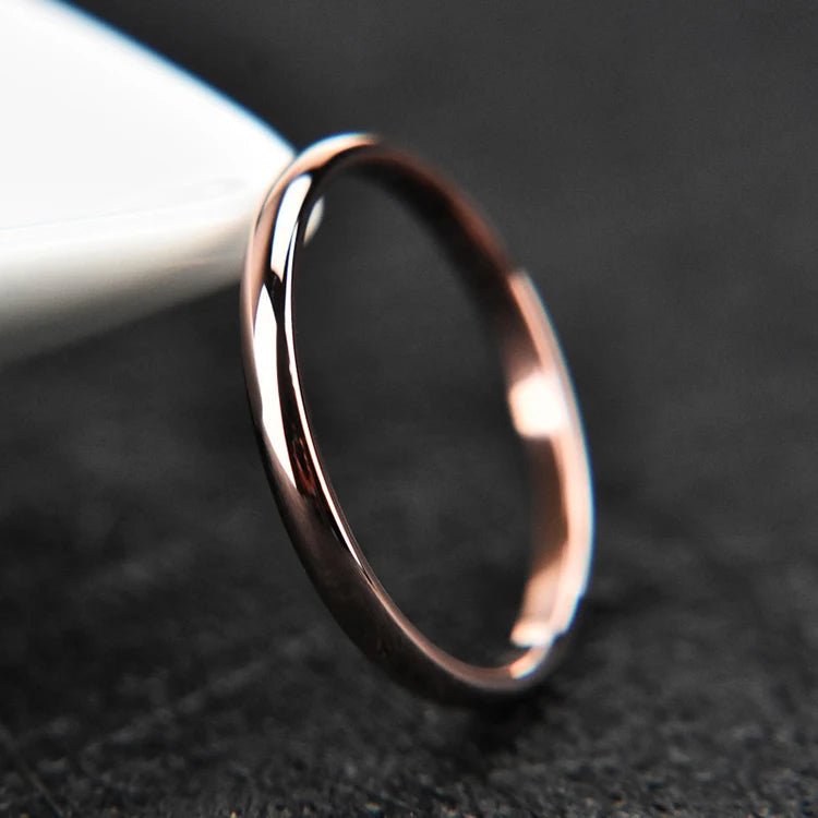 #4 5 6 7 8 9 10 Size Thin Titanium Steel Couple Ring Smooth Fashion 18K Rose Gold Finger Ring 1pc For Women and Men Jewelry gift - VigDeals