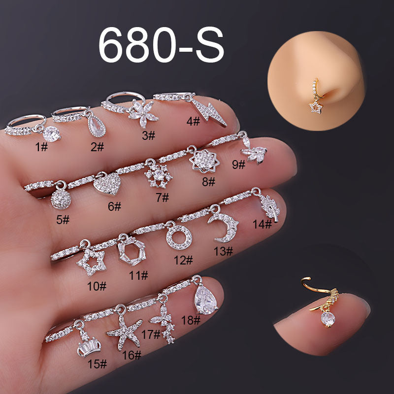 New Popular Water Drop Zircon Pendant Nose Ring