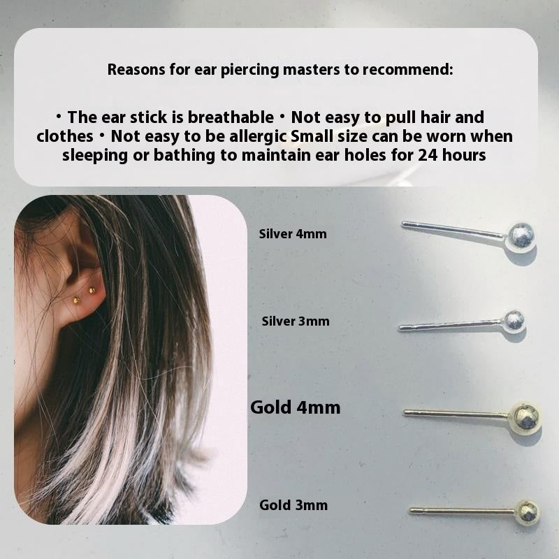 Sterling Silver Needle Mini 3-4mm Beanie Small Ear Studs