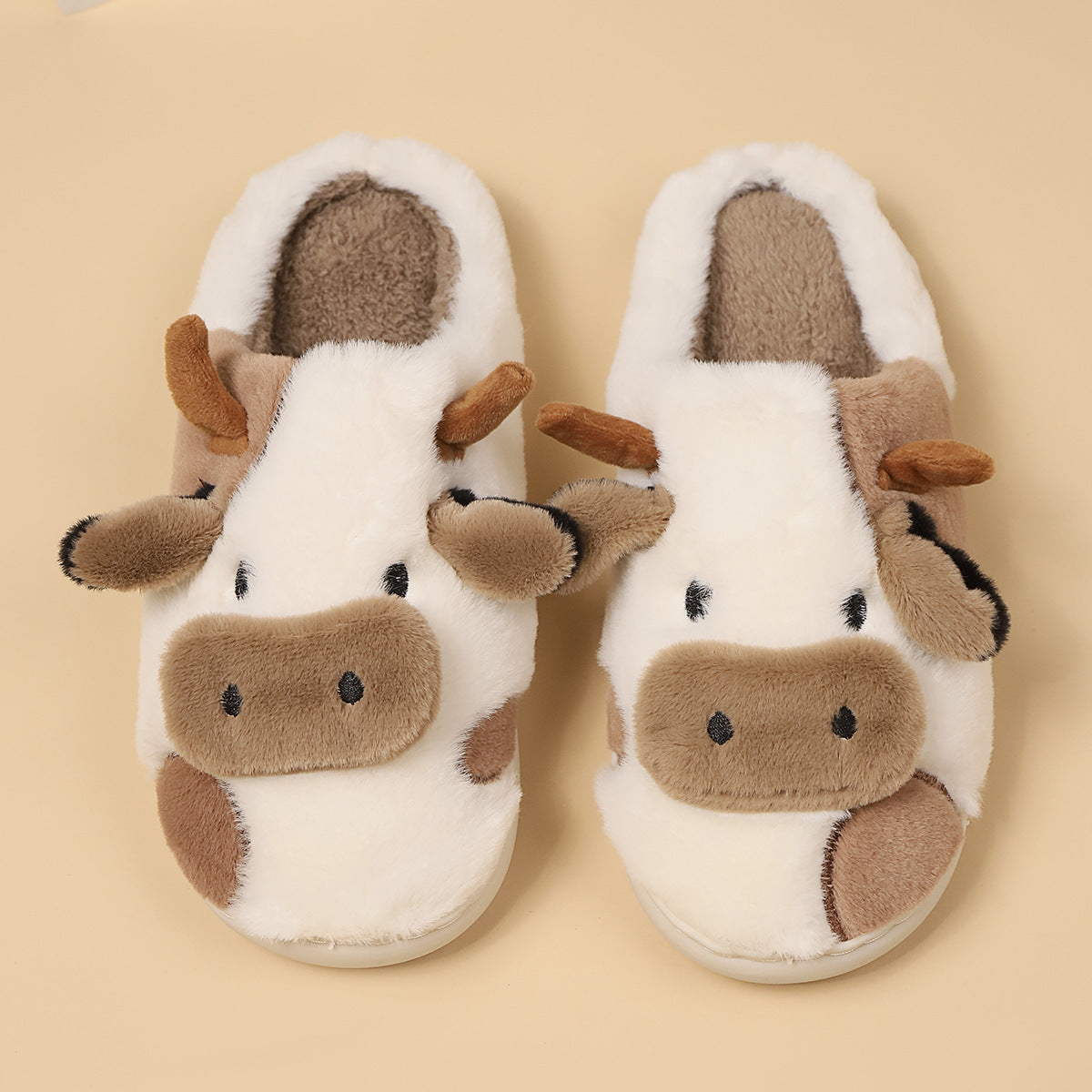 Cow Open Linen Slippers Winter Girls Can Wear At Home