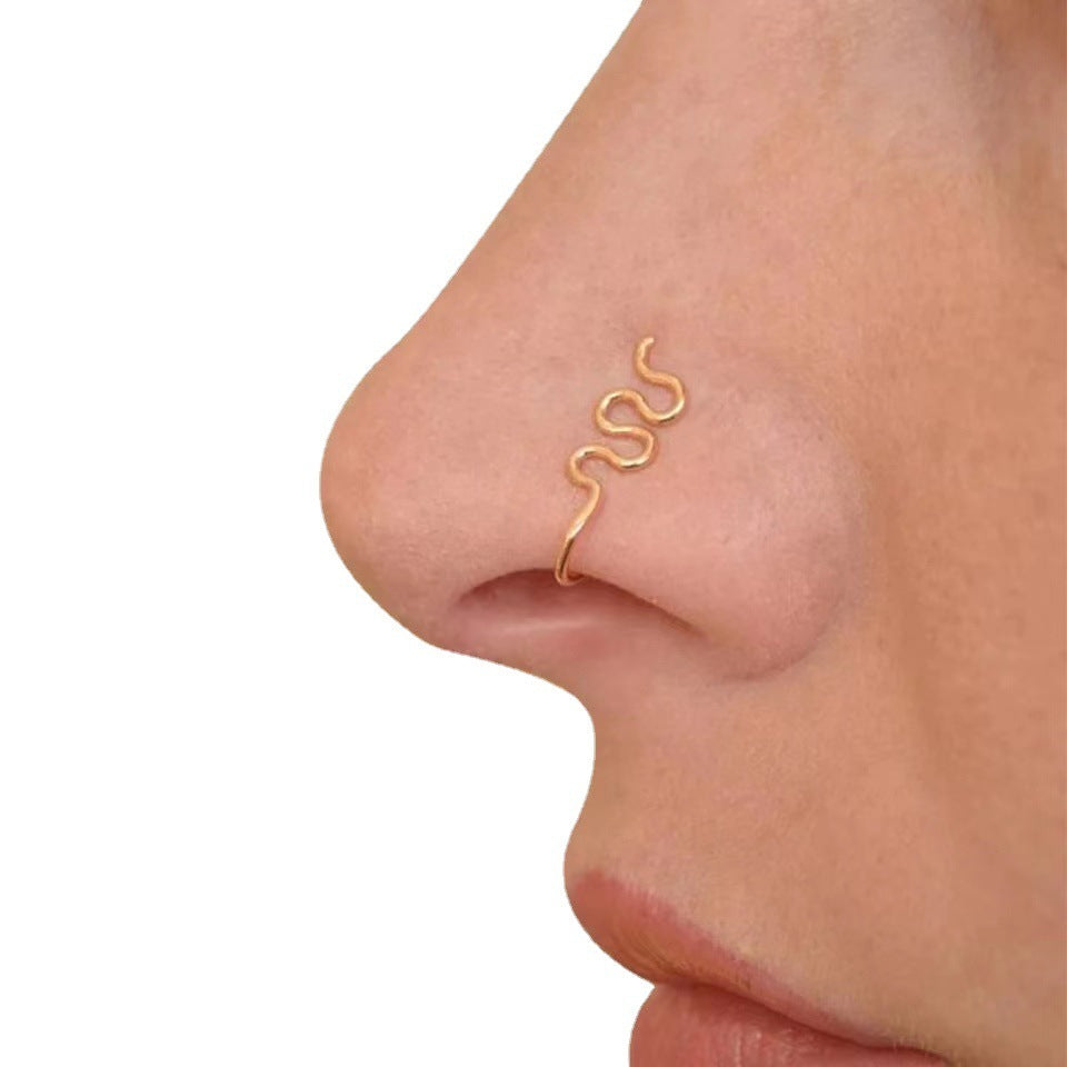 Handmade Copper-plated Real Gold Non-perforated False Nose Ring Nail U-shaped Nose Clip To Wear Nose Ornament