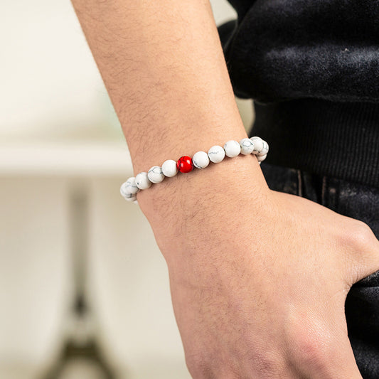 White Turquoise Handmade Beaded Yoga Wristband Bracelet