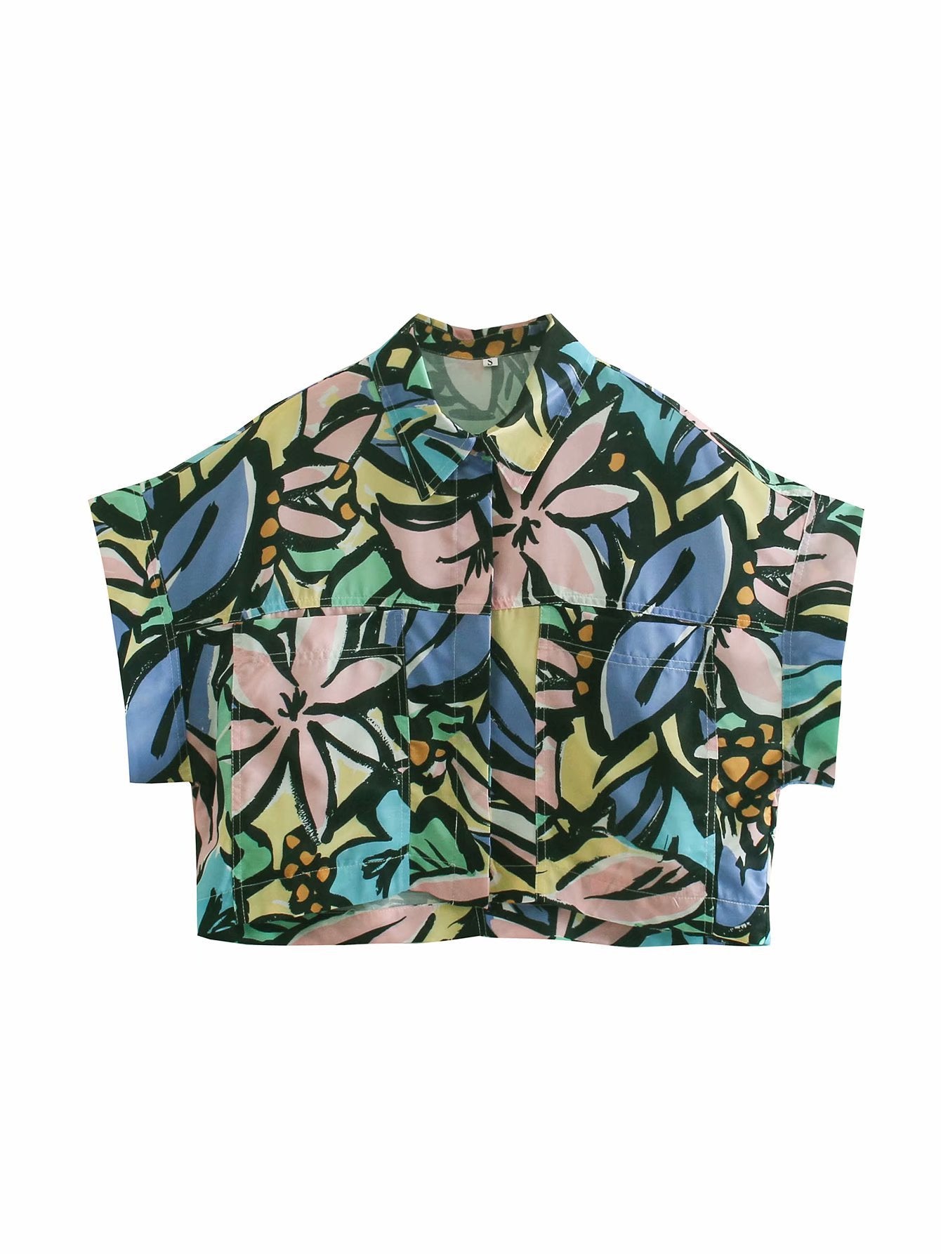 Spring Print Poplin Women  Short Shirt