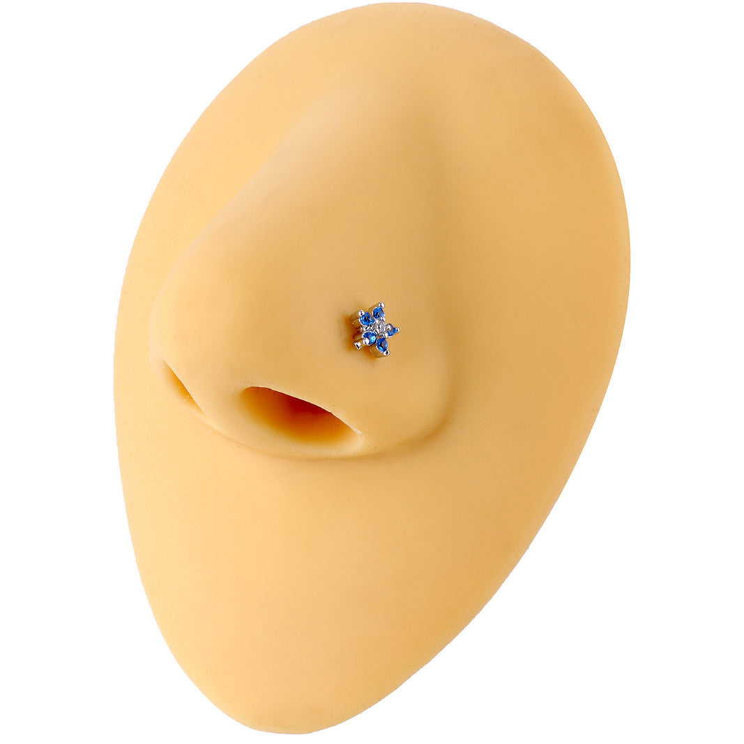 Unisex Stainless Steel Inlay Zircon Puncture Nose Ring