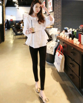 spring and summer women's loose cotton and linen waist shirt shirt shirt shirt women