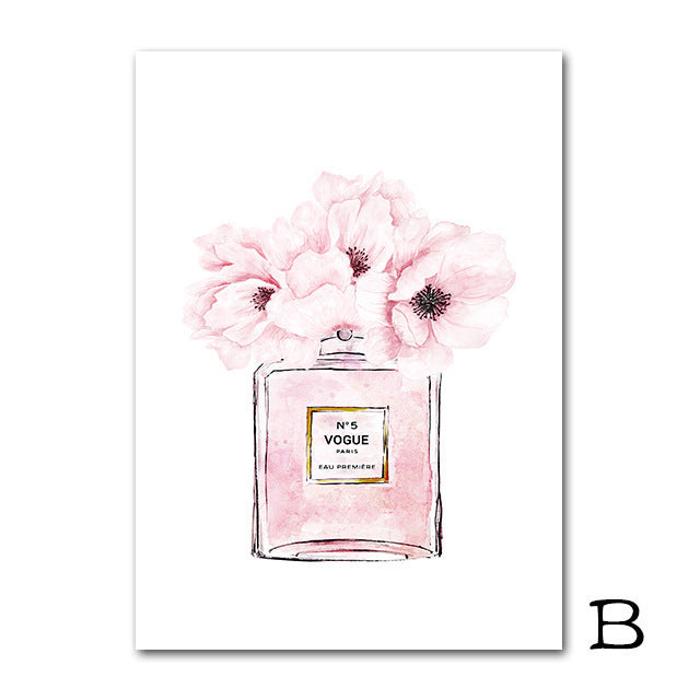 Perfume bottle peony canvas painting