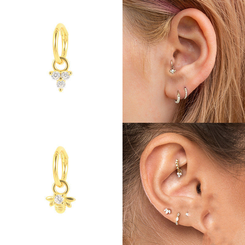 Nose Ring Bee Geometric Diamond Ear Cuff
