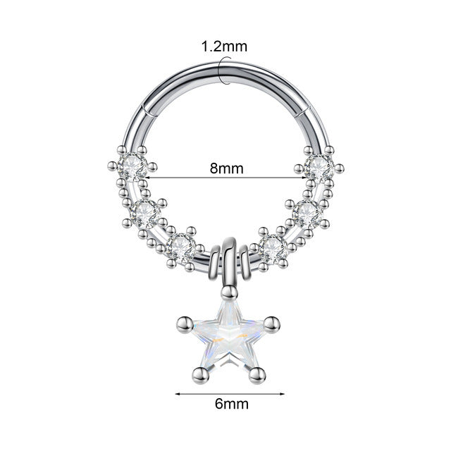 Closed Ring Star Ball Pendant Nose Ring Personality Piercing Jewelry