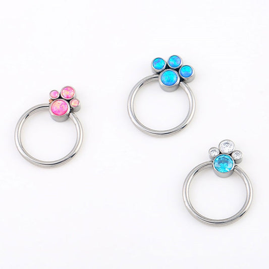 Titanium Cat's Paw Modeling Zircon Nose Ring Ornament