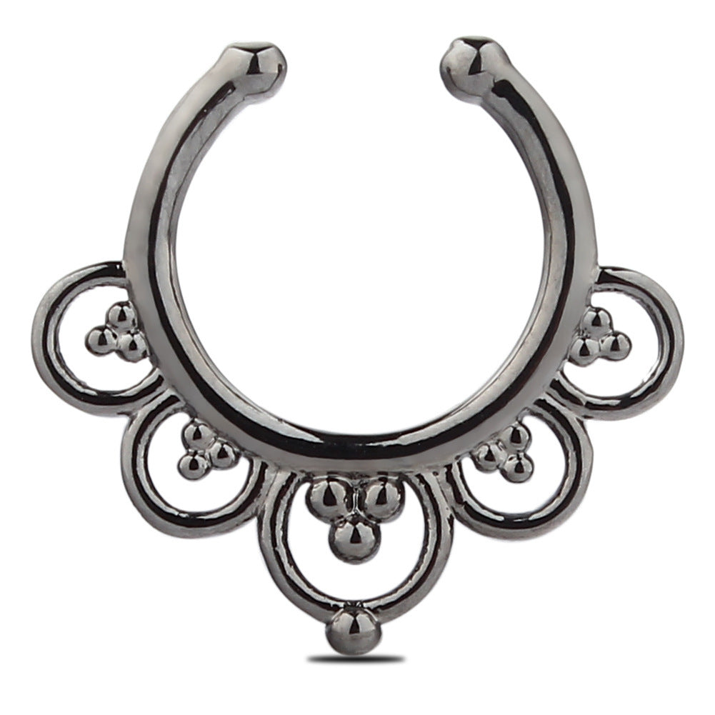 Elliptical Hollow Flower Shaped False Nose Ring Electroplating