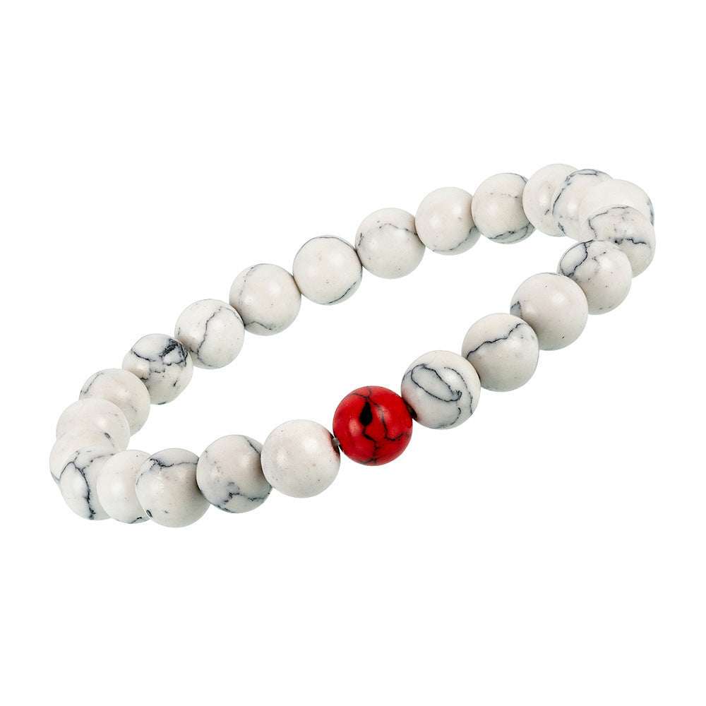 White Turquoise Handmade Beaded Yoga Wristband Bracelet