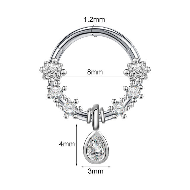 Closed Ring Star Ball Pendant Nose Ring Personality Piercing Jewelry