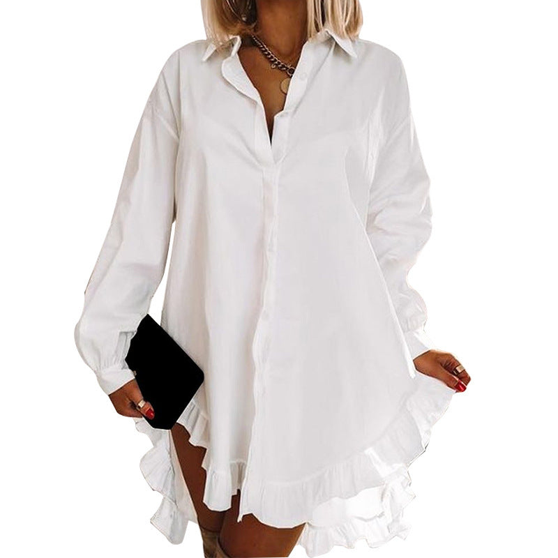 Irregular Lace White Shirt For Women