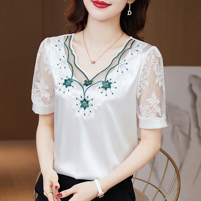 Short Sleeved Chiffon Shirt For Women