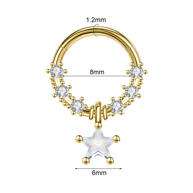 Closed Ring Star Ball Pendant Nose Ring Personality Piercing Jewelry