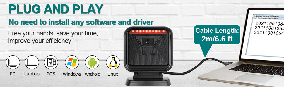 2D Omnidirectional Barcode Scanner QR Code Desktop Barcode Reader for Supermarket Auto Sense Data Matrix PDF417 barcod scanners