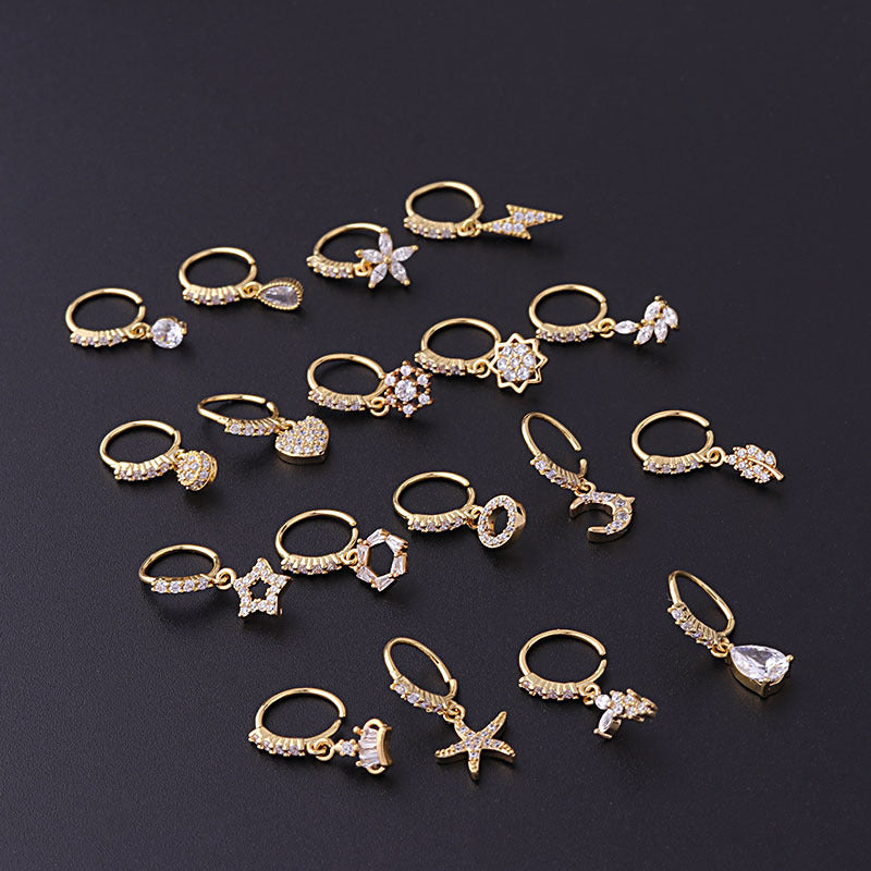 New Popular Water Drop Zircon Pendant Nose Ring
