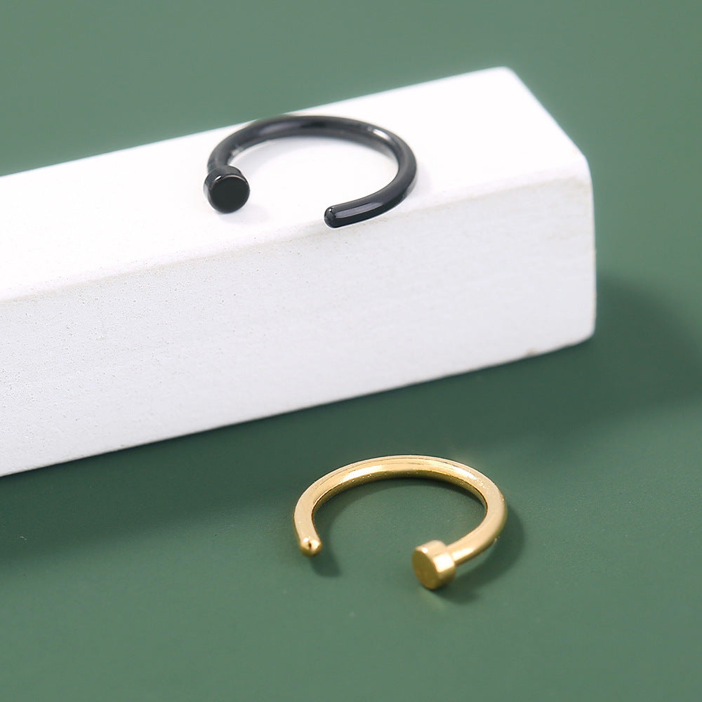 Personality nose ring human body piercing stainless steel false nose clip hip hop exaggerated nose nails for men and women