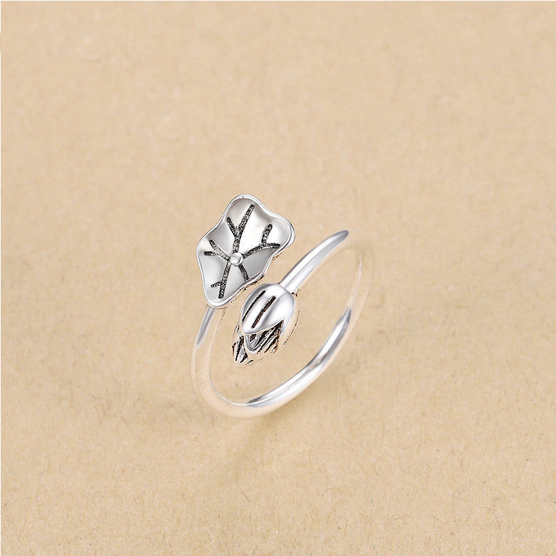 Women's Sterling Silver Plated Retro Distressed Ring