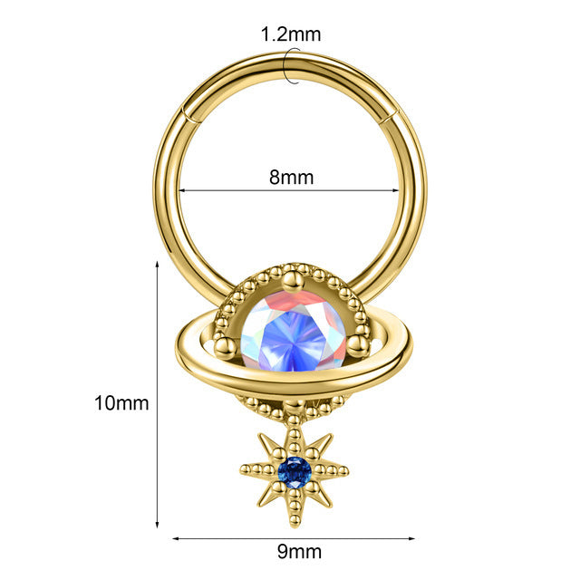 Closed Ring Star Ball Pendant Nose Ring Personality Piercing Jewelry