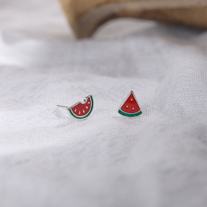 Watermelon Cute Asymmetric Fruit Earrings