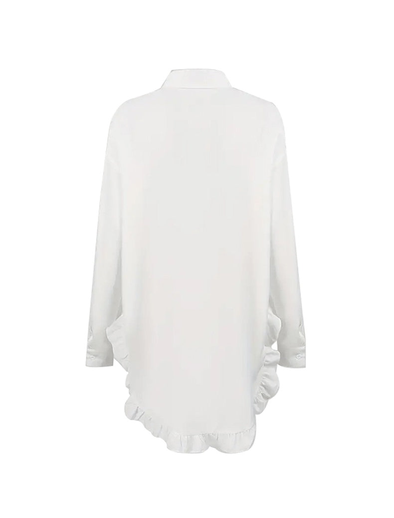 Irregular Lace White Shirt For Women