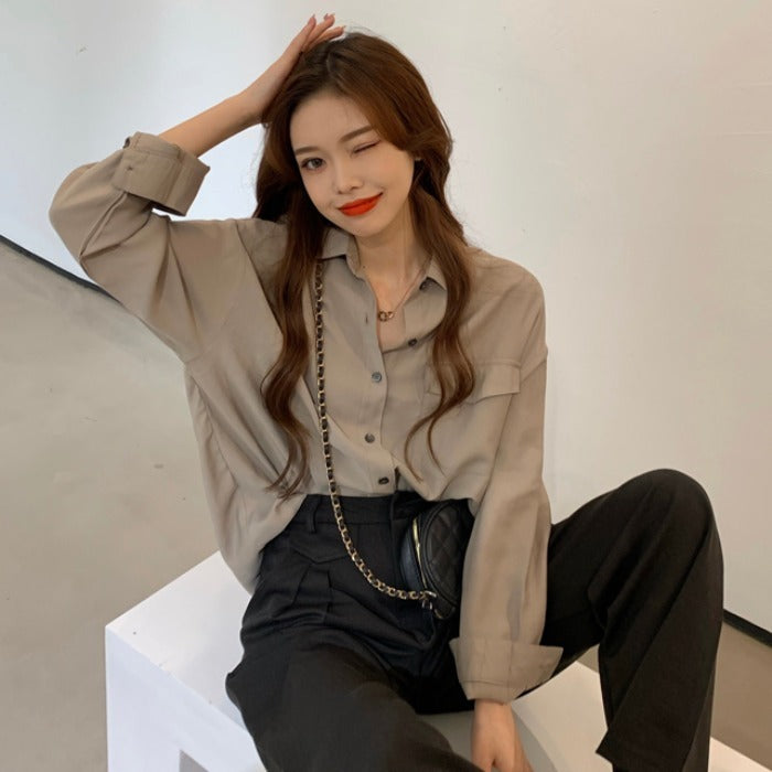 Retro Hong Kong style shirt women