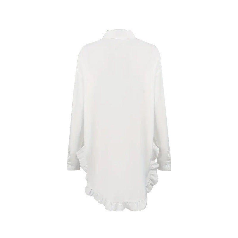 Irregular Lace White Shirt For Women