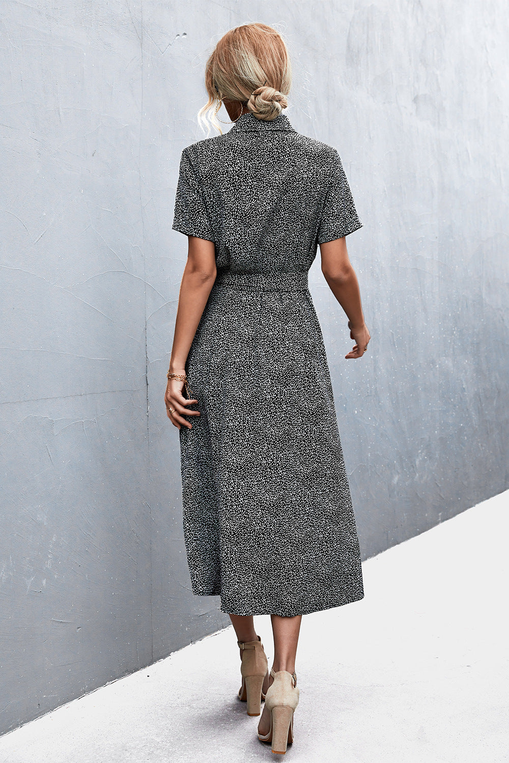 Point Belt Shirt Dress For Women