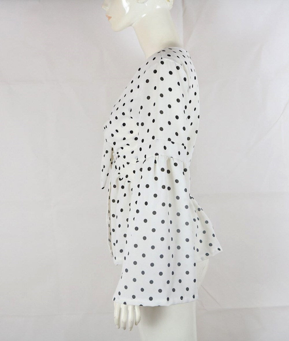 Polka dot flared sleeve shirt women