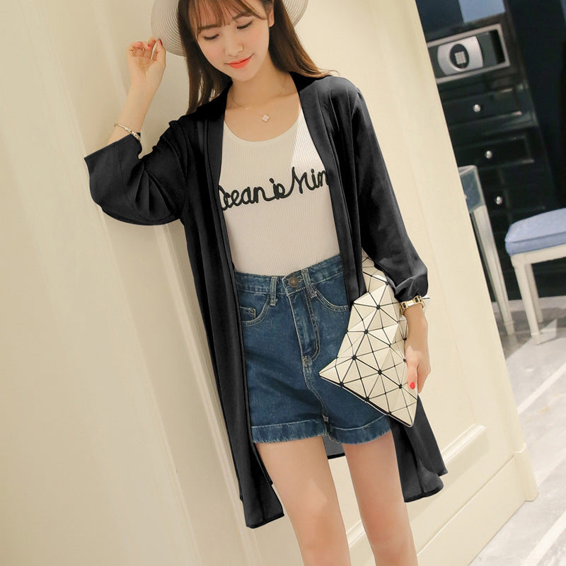 Beach Sun Protection Clothing Holiday Thin Summer Clothing Printed Cardigan Jacket