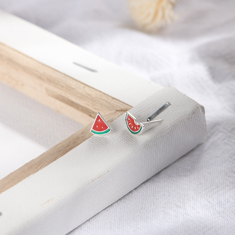 Watermelon Cute Asymmetric Fruit Earrings