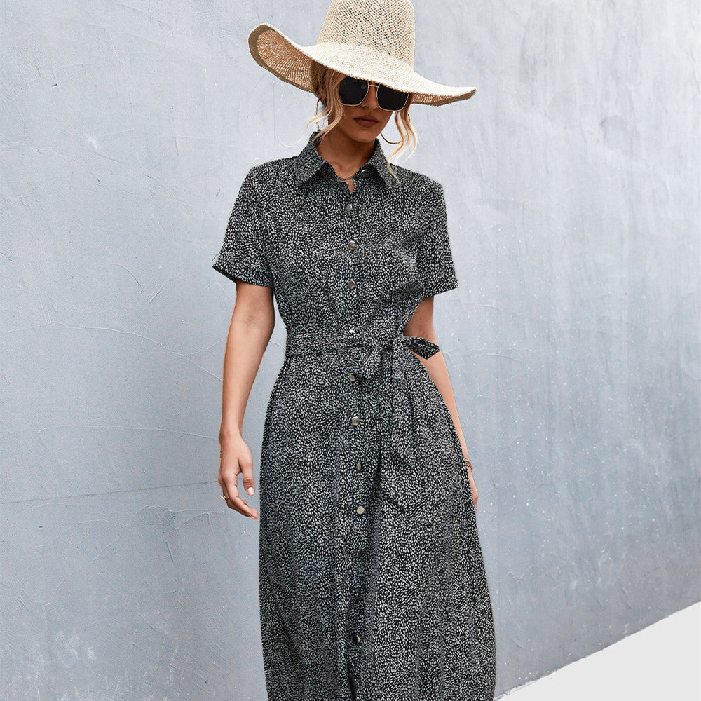 Point Belt Shirt Dress For Women