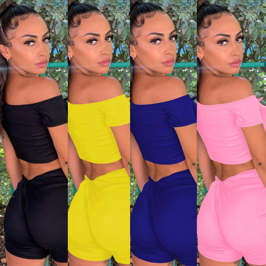 Women's Fashion Off-shoulder Strap Shorts Suit