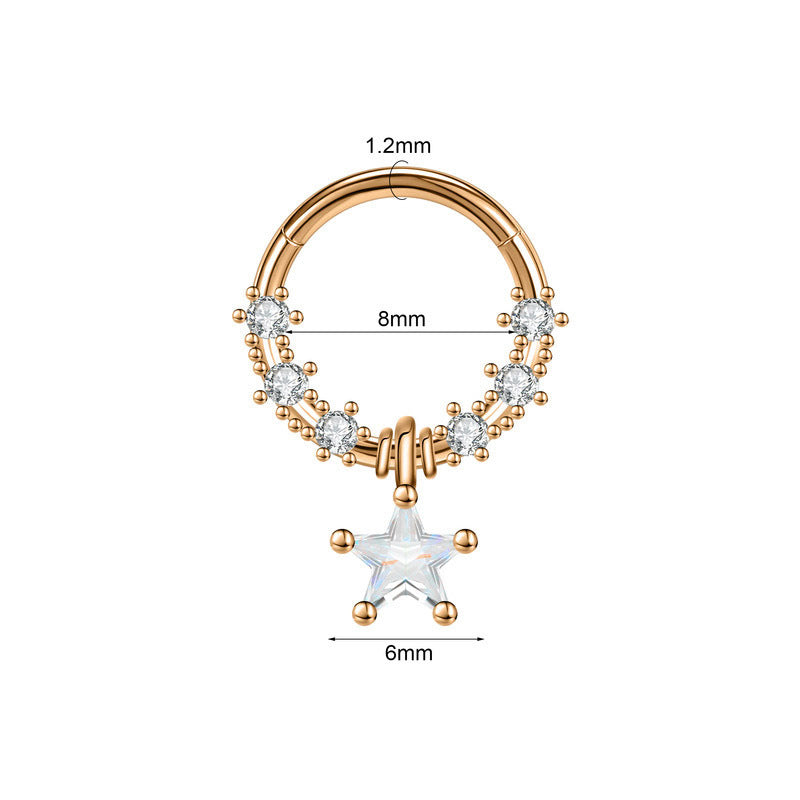 Closed Ring Star Ball Pendant Nose Ring Personality Piercing Jewelry