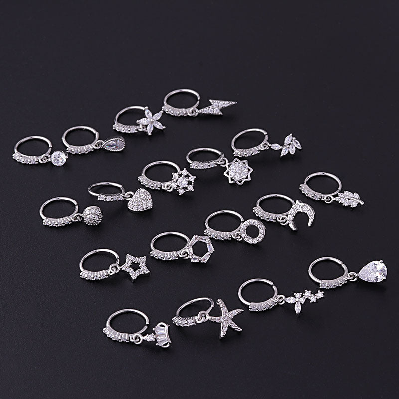 New Popular Water Drop Zircon Pendant Nose Ring