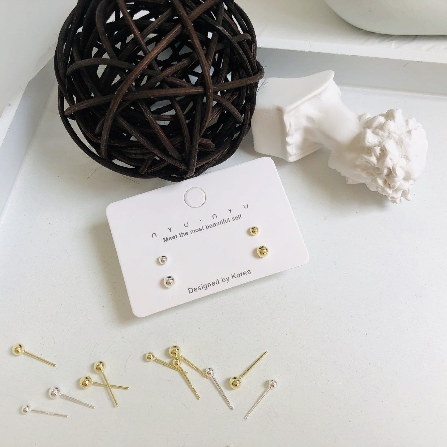 Sterling Silver Needle Mini 3-4mm Beanie Small Ear Studs