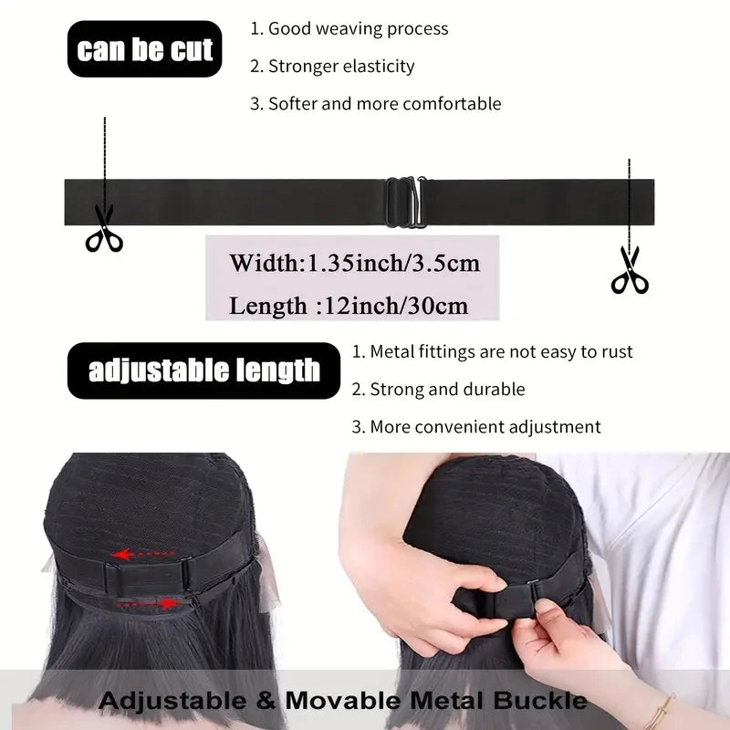 12/10/5/3/2/1 pcs Black Adjustable Elastic Band For Wigs Adjustable Straps For Wigs Making Tools for Making Wig Cap Accessories