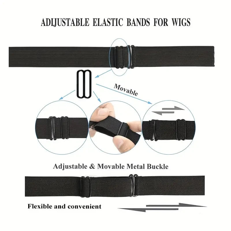 12/10/5/3/2/1 pcs Black Adjustable Elastic Band For Wigs Adjustable Straps For Wigs Making Tools for Making Wig Cap Accessories