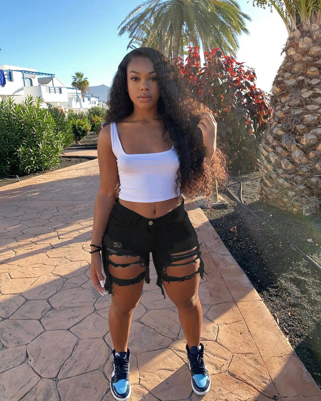 2024 Summer New Women's Ripped Denim Shorts Fashion High Street Sexy Hot Girl Jeans Shorts S-2XL