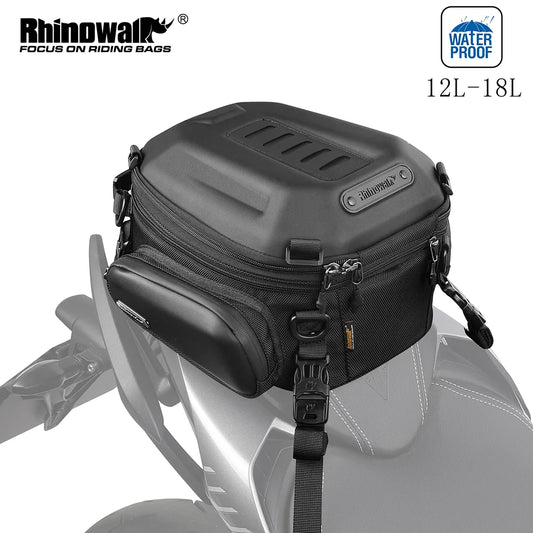 Rhinowalk Motorcycle Rear Seat Bag 12L-18L Expandable Motor Hard Shell Backpack Outdoor Motocross Trunk Tail Bag Pannier Luggage