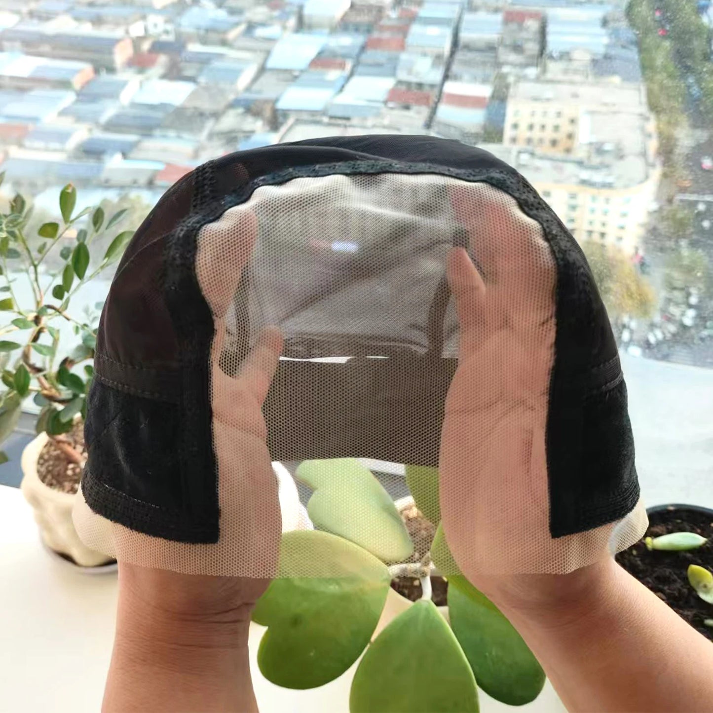 Wig Cap with Grip Band for Keeping Wigs in Place, More Full Cap-wide Transparent Lace for Lace Front Wigs