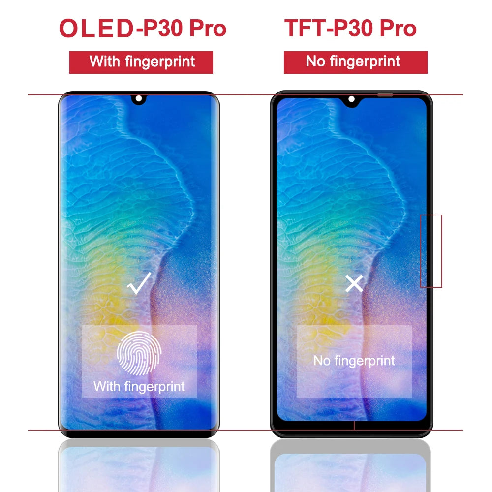 P30 Pro Display with Fingerprints, New AMOLED for Huawei P30 Pro VOG-L29 VOG-L09 Lcd Display Touch Screen Digitizer Replacement