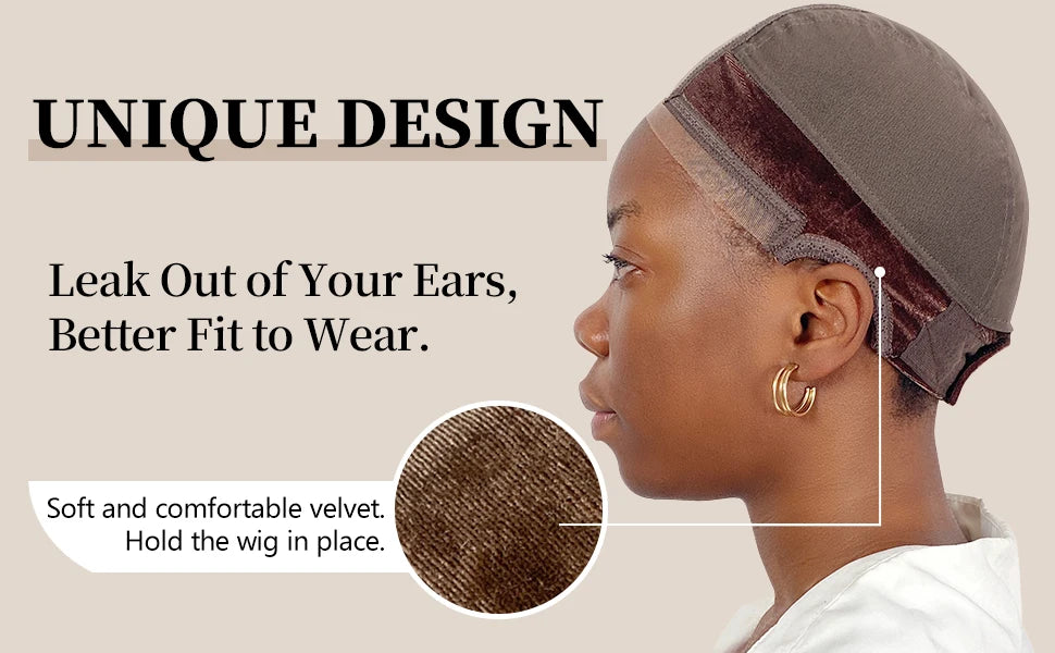 Wig Cap with Grip Band for Keeping Wigs in Place, More Full Cap-wide Transparent Lace for Lace Front Wigs