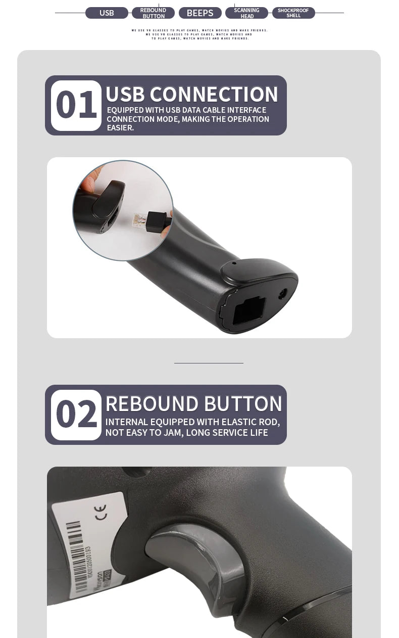 CHIYI 1D/2D Supermarket Handhel Barcode Bar Code Scanner Reader QR PDF417 Bluetooth 2.4G Wireless &Wired USB Platform